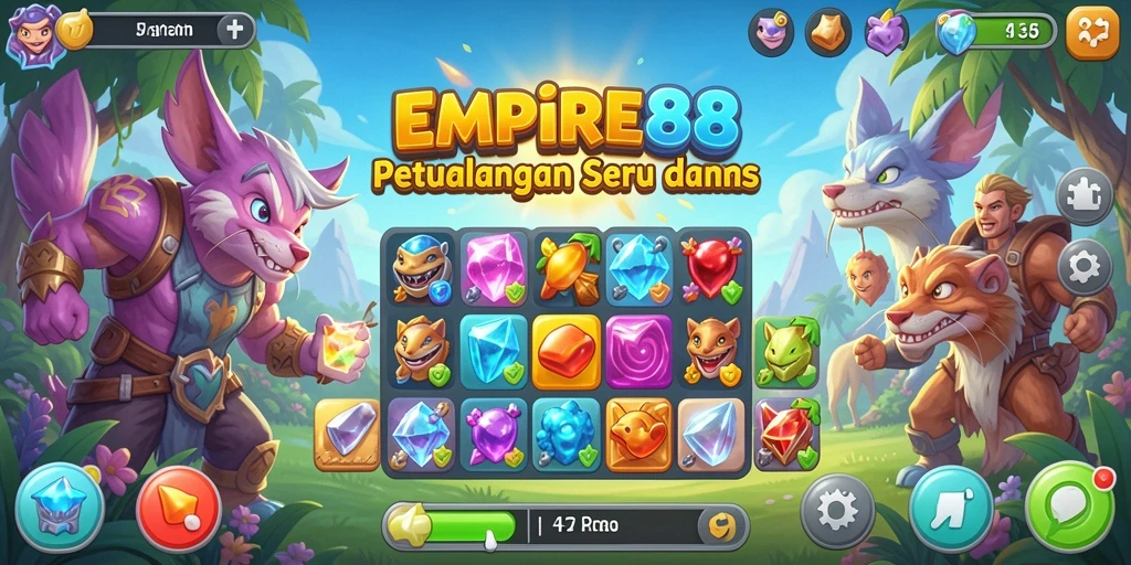 Gameplay EMPIRE88 dengan berbagai permata yang harus dicocokkan.