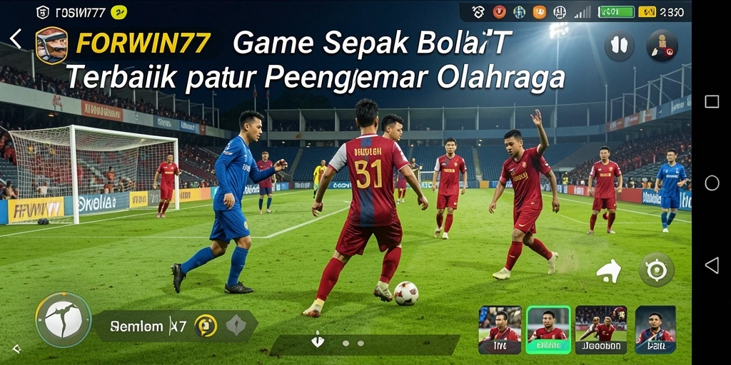Tampilan aksi mendebarkan dalam permainan sepak bola FORWIN77.