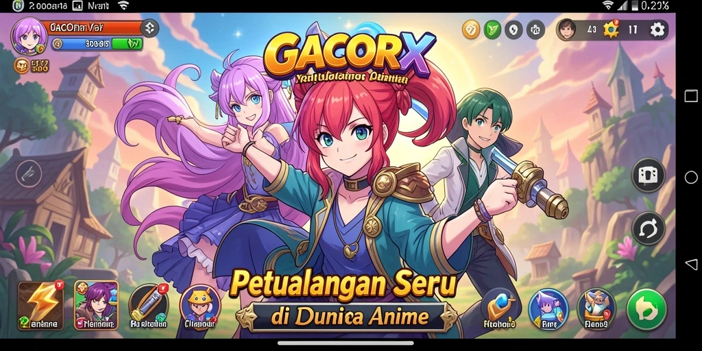 Screenshot GACORX menampilkan karakter Anime beraksi dalam pertempuran yang seru.