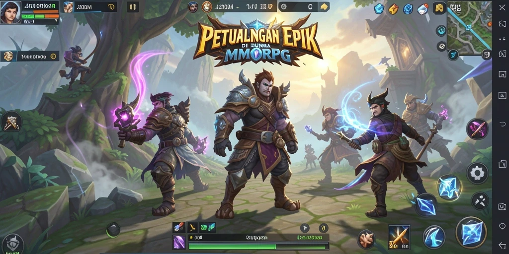 Screenshot gameplay J200M menampilkan pertempuran epik dan kerjasama tim.