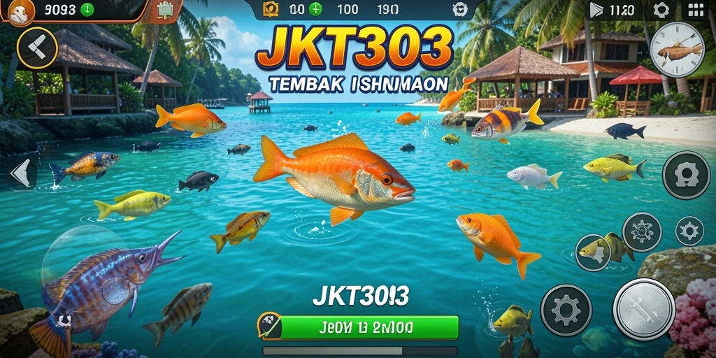 Tangkapan layar gameplay JKT303 dengan aksi menembak ikan.
