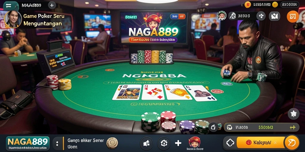 Screenshot gameplay NAGA889 menampilkan suasana permainan Poker yang intens dan menarik.