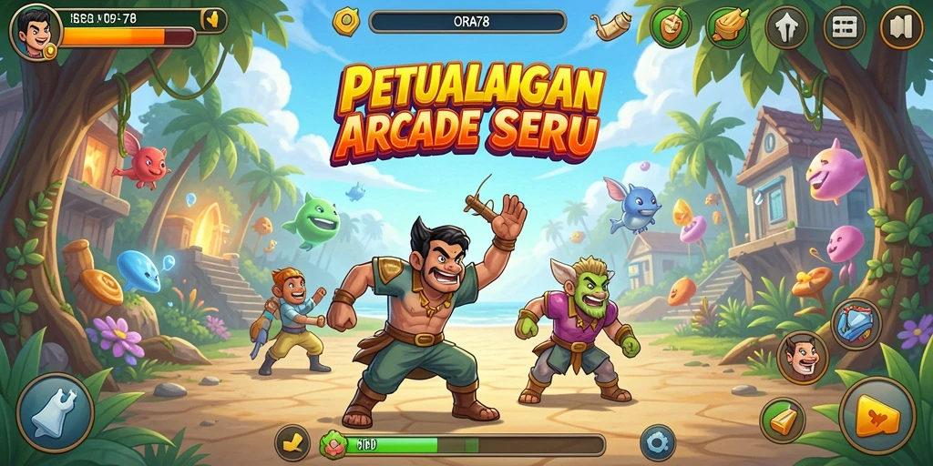 Tampilan gameplay ORA78 yang penuh aksi arcade.