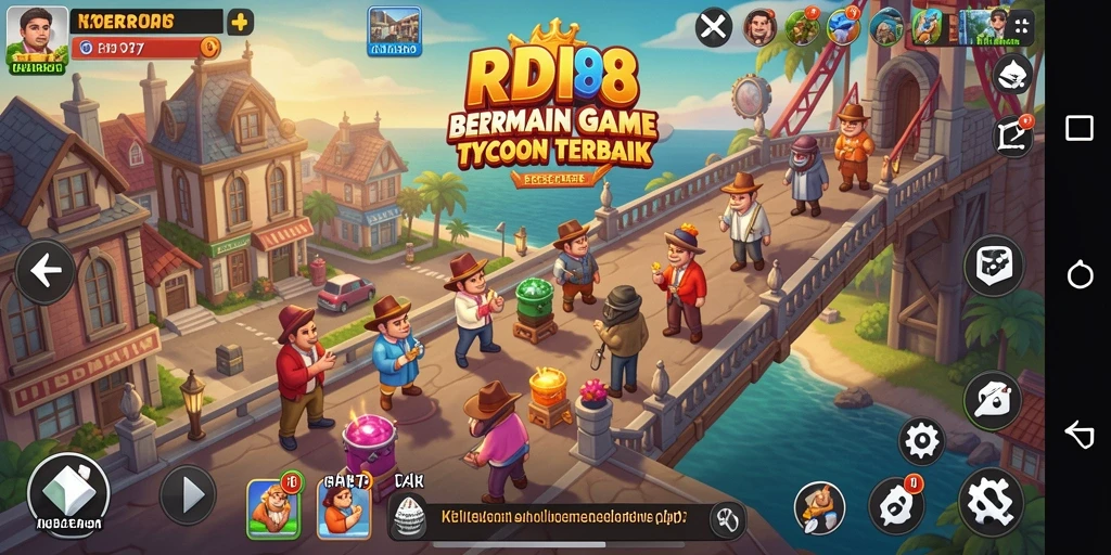 Screenshot gameplay RDI88 yang menunjukkan strategi manajemen bisnis.