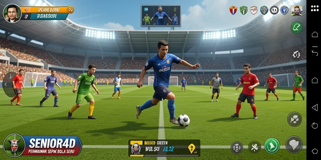 Tampilan menarik dari gameplay sepak bola dalam SENIOR4D.