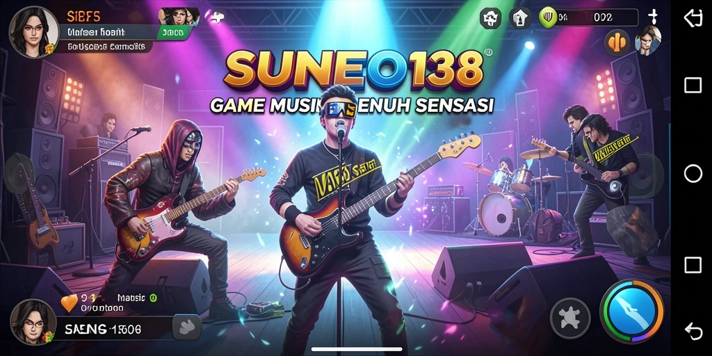 Screenshot SUNEO138 menampilkan pemain menyelaraskan not-nada dengan musik.